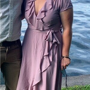 Elegant Mauve Wrap Dress